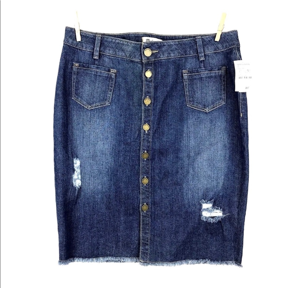 Madewell Jean Skirt Sz 32 Button Front Denim